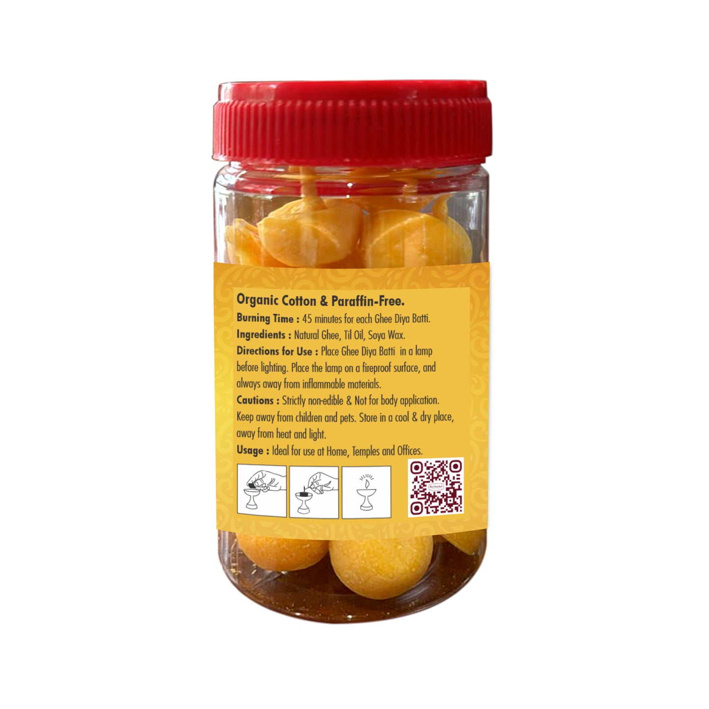 Ghee Diya - Made With Cow Ghee - Ready-to-Use - 25 Minutes Burning Time - 30pcs Diya