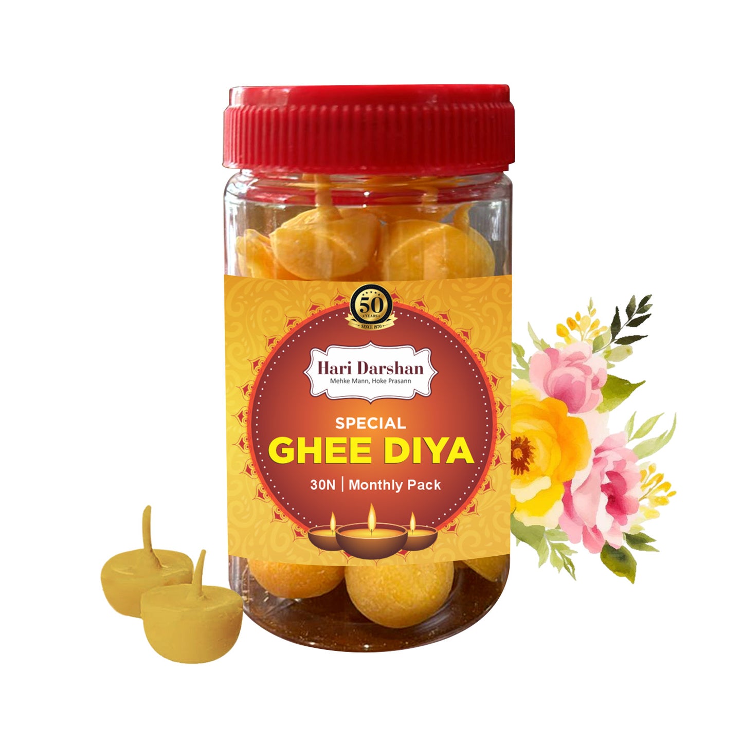 Ghee Diya - Made With Cow Ghee - Ready-to-Use - 25 Minutes Burning Time - 30pcs Diya