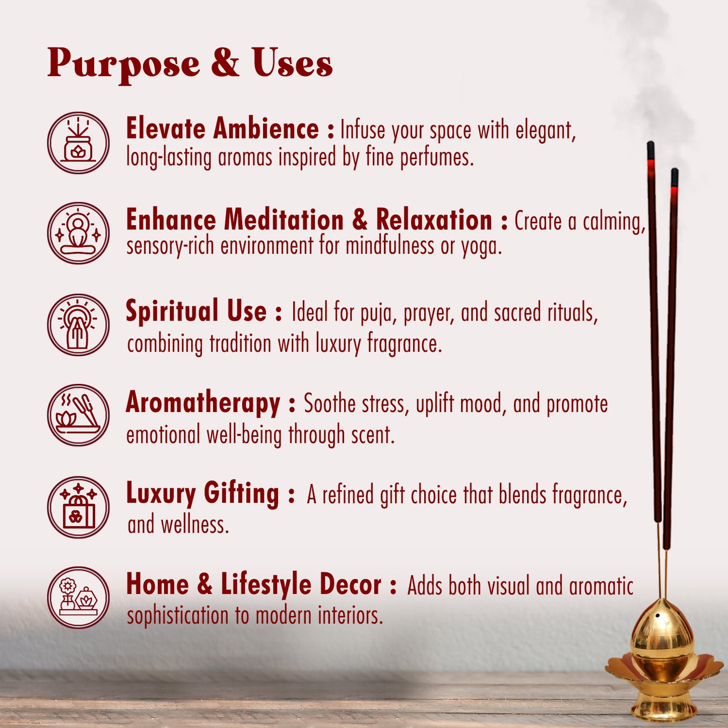 5 in 1 Fragrances: Rose, Lavender, Mogra, Hibiscus, Raatrani | Flower Collection Incense Sticks
