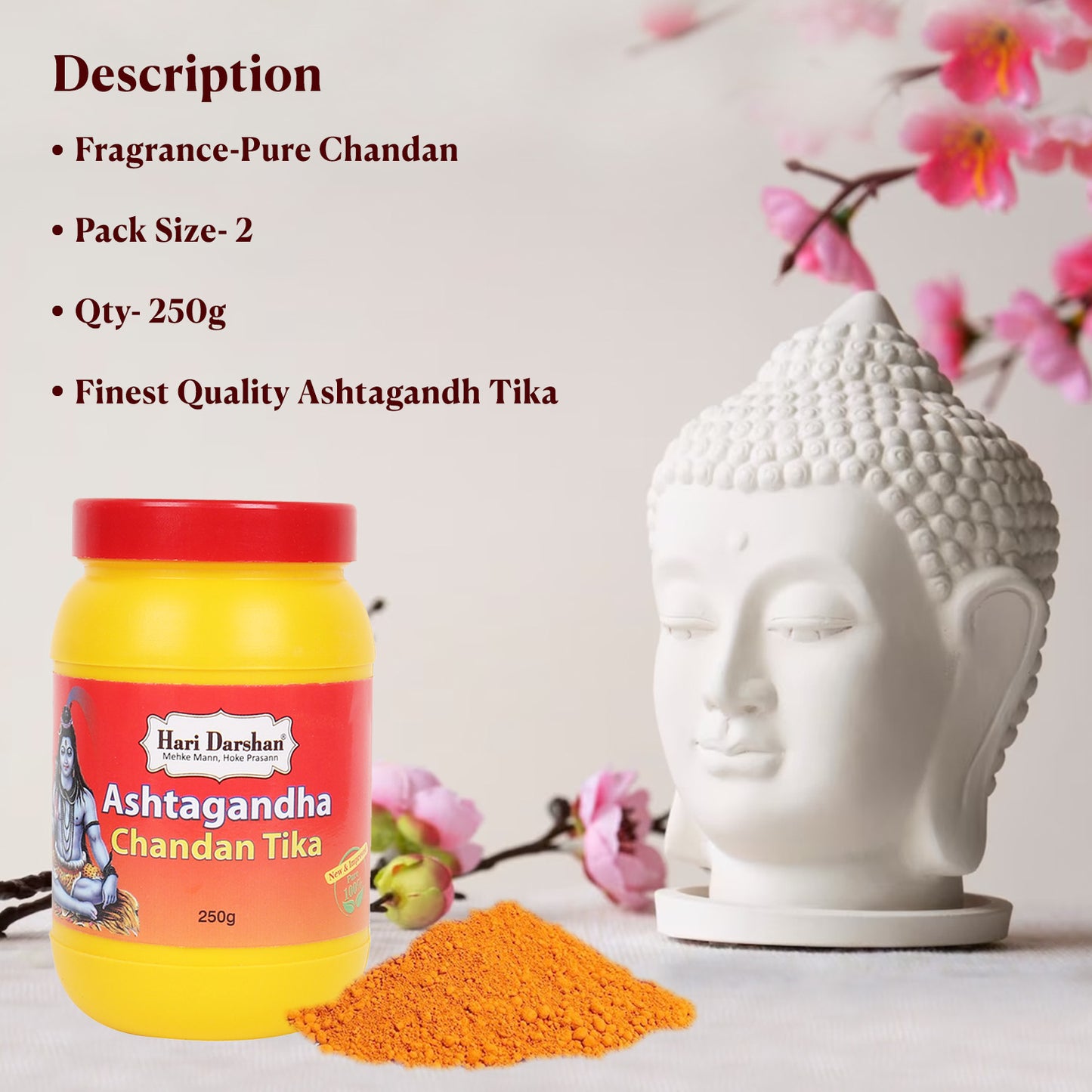 Ashtagandha Pure Chandan Tika Powder - Combination of 8 Divine Herbs - 250g Each