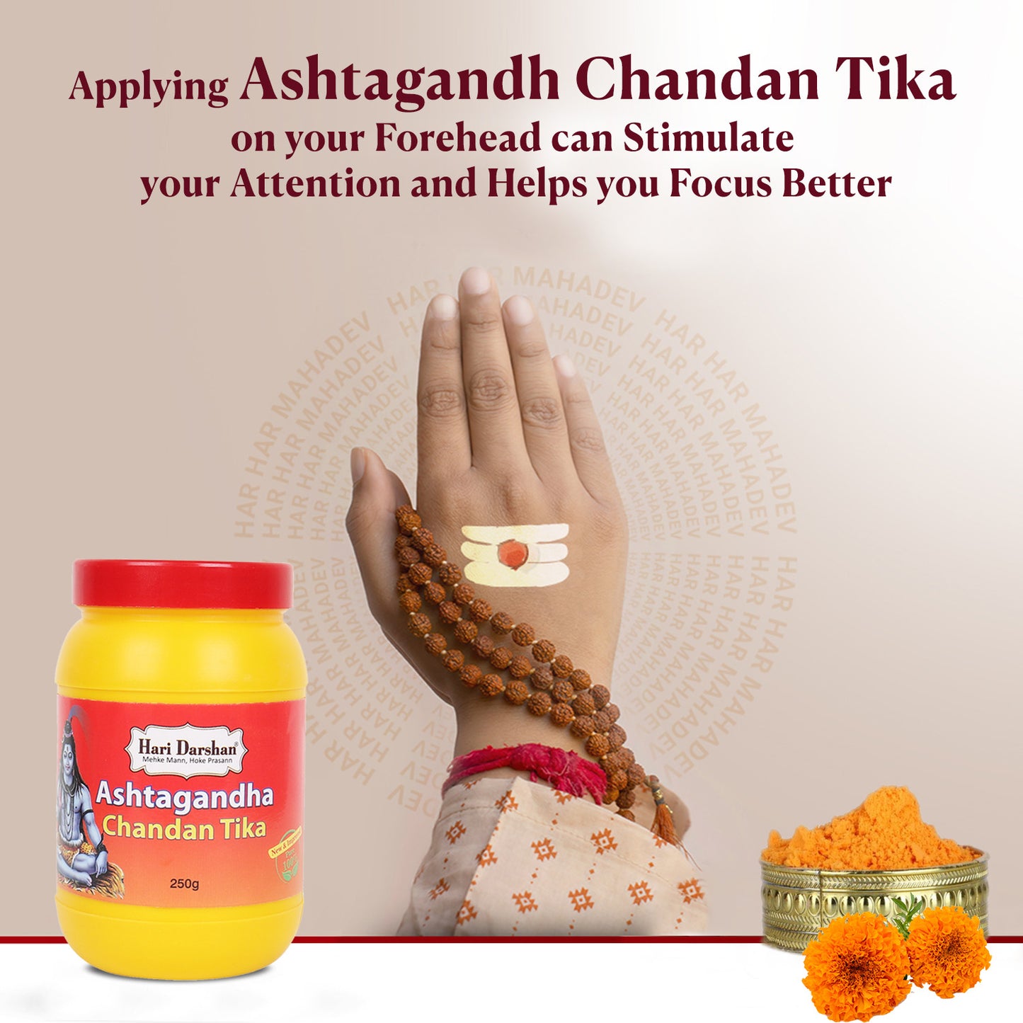 Ashtagandha Pure Chandan Tika Powder - Combination of 8 Divine Herbs - 250g Each