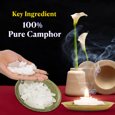Pure Bhimseni Camphor - Pure Kapur Crystals - For Pooja, Meditation, Havan or Room Freshener - Jar - 150g
