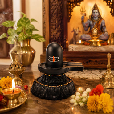 Black Shivling with Tilak | Lord Shiva Shivling for Home & Pooja