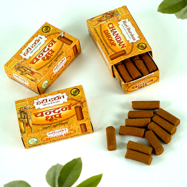 CHANDAN - Dry Dhoop Stick - 100% Natural Sandal Wood Fragrance Cones - 16 Sticks in Each Pack