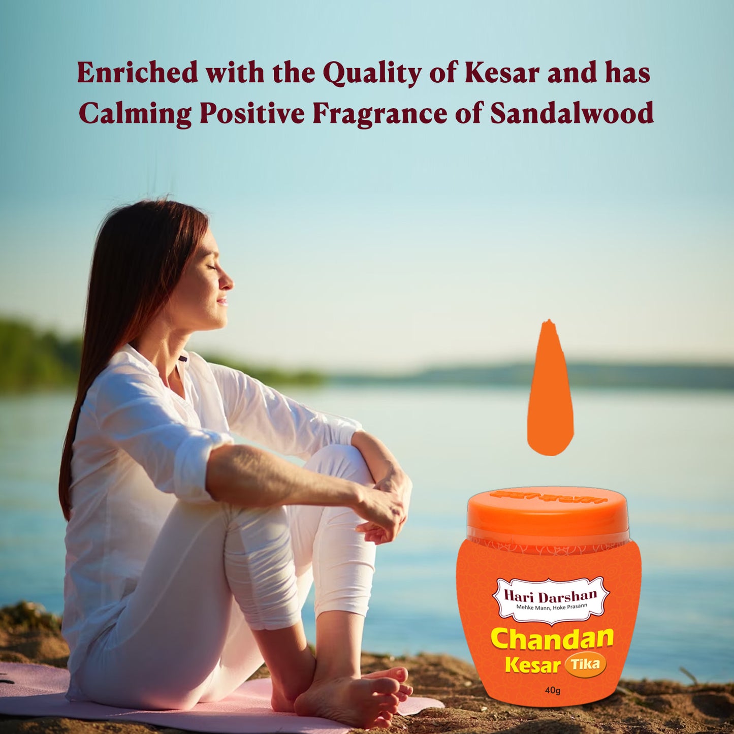 Chandan Kesar Tika - Made with Pure Mysore Sandalwood Paste + Saffron with Powerful Mantras - 40g