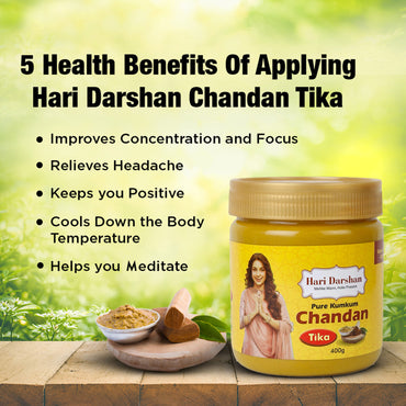 Chandan Tika - Traditional Paste Made with Pure Sandalwood Powder, Saffron & Other natural herbs with Powerful Mantras - Jar - 400g