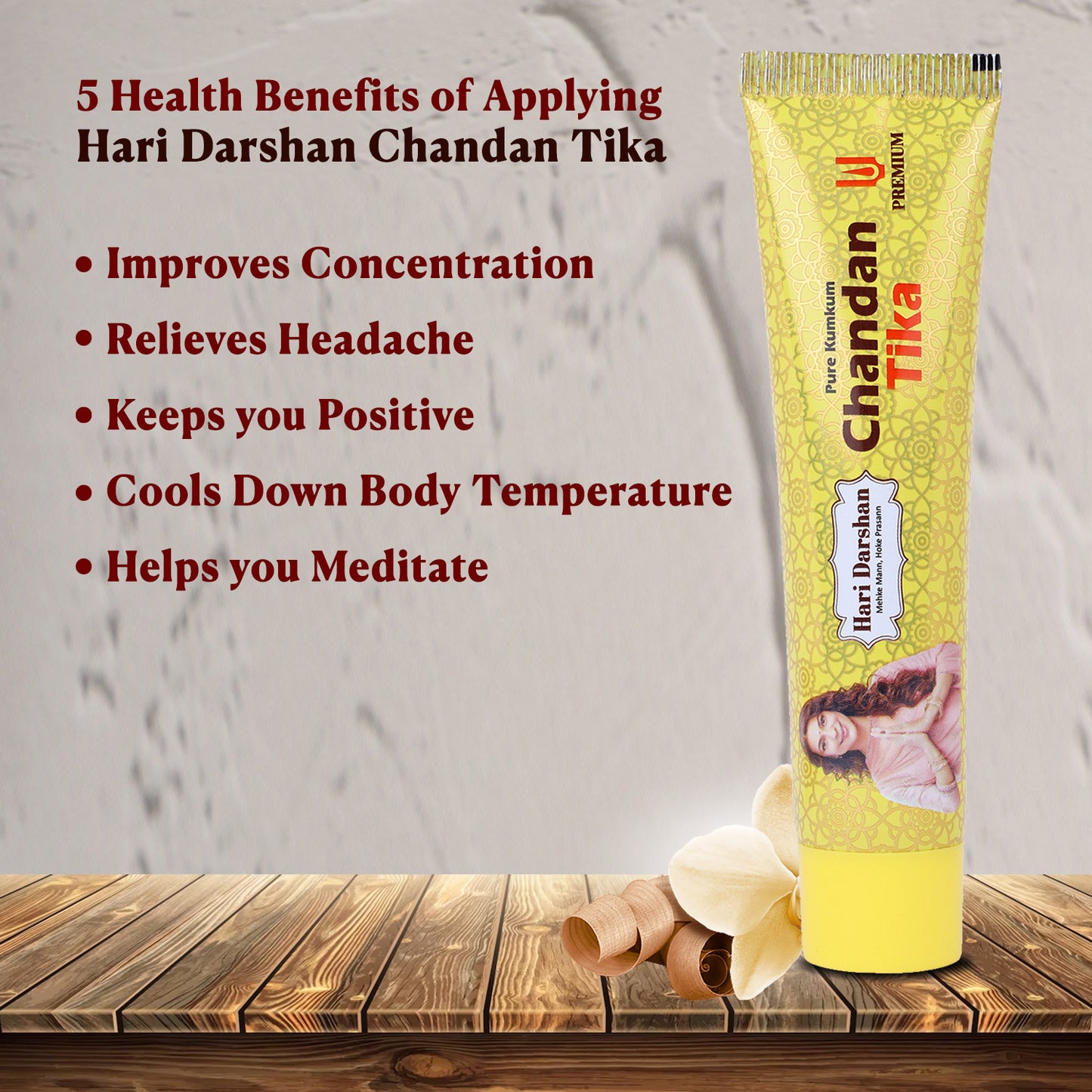 Pure Chandan Premium Tika - 50g Tube Packing - Made with Pure Sandalwood Powder, Saffron and other Natural herbs