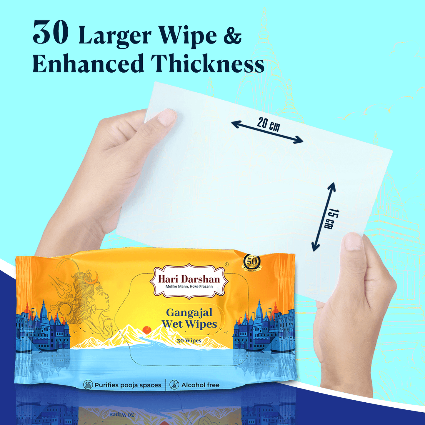 Gangajal Wet Wipes - 30 Wipes Each | Multipurpose Sacred Purity in Every Wipe