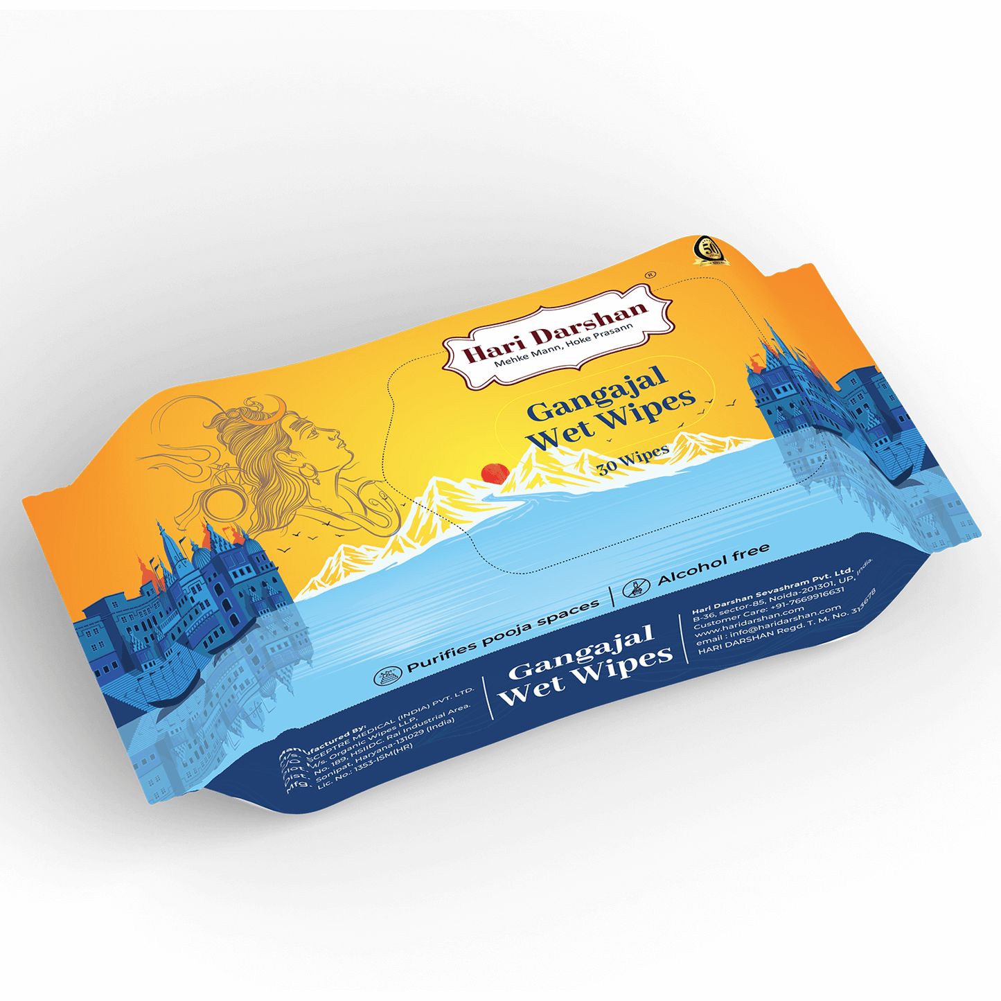 Gangajal Wet Wipes - 30 Wipes Each | Multipurpose Sacred Purity in Every Wipe