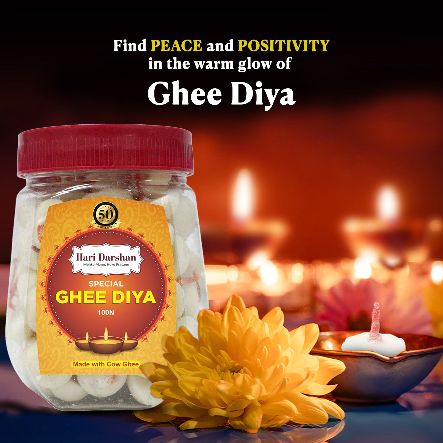 Cow Ghee Diya Batti Hari Darshan