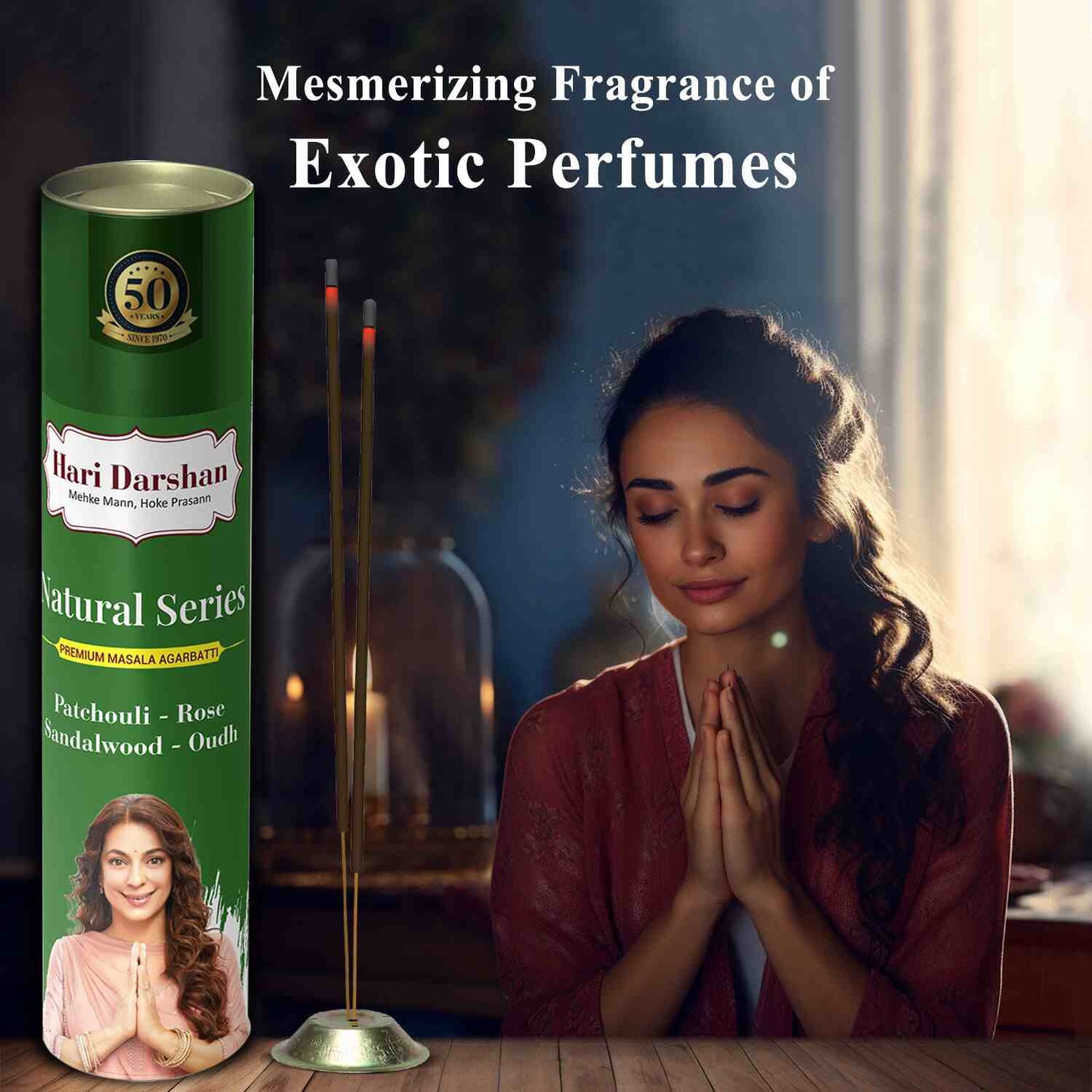 Natural Series Premium Masala Agarbatti - Combo of - Patchouli, Rose, Sandalwood, Oudh