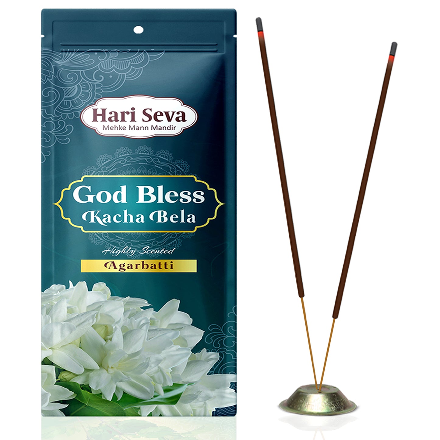 Combo of Hari Seva Highly Scented Agarbatti - Kacha Bela, Oudh, Patchouli, Tulsi - Pack of 4