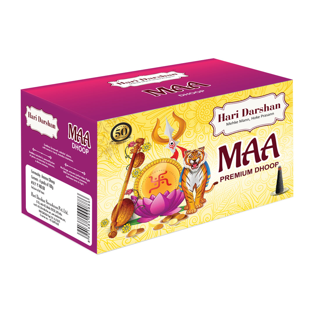 Combo of Maa Premium Dhoop - Maa Saraswati, Maa Lakshmi, Maa Durga Dhoop - Pack of 6