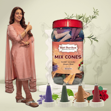 Mix Dhoop Cones - Rose, Mogra, Lavender & Sandal - 450gm Jar
