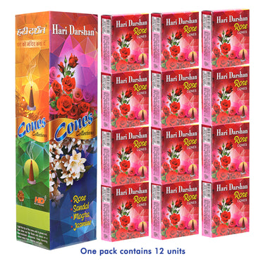 ROSE - Dry Dhoop Cones - With Soothing Fragrance for Pooja Hawan (20-Cones in Each Pack)