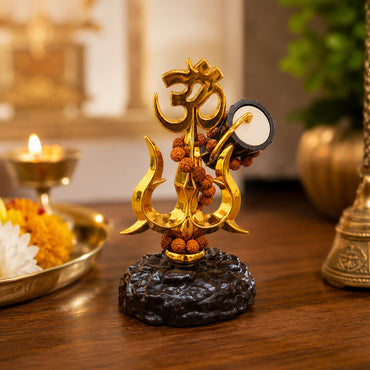 Om Trishul with Damroo | Lord Shiva Spiritual Showpiece