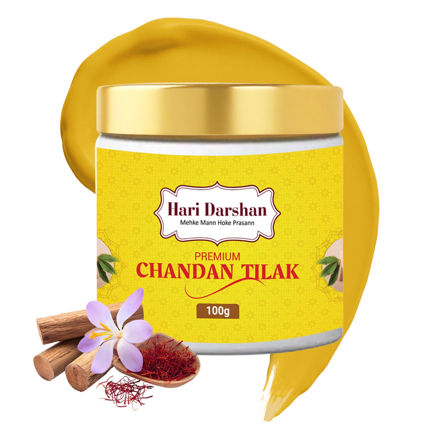Chandan Tilak / Tika Premium - Traditional paste made with Pure Sandalwood and Saffron - 100g