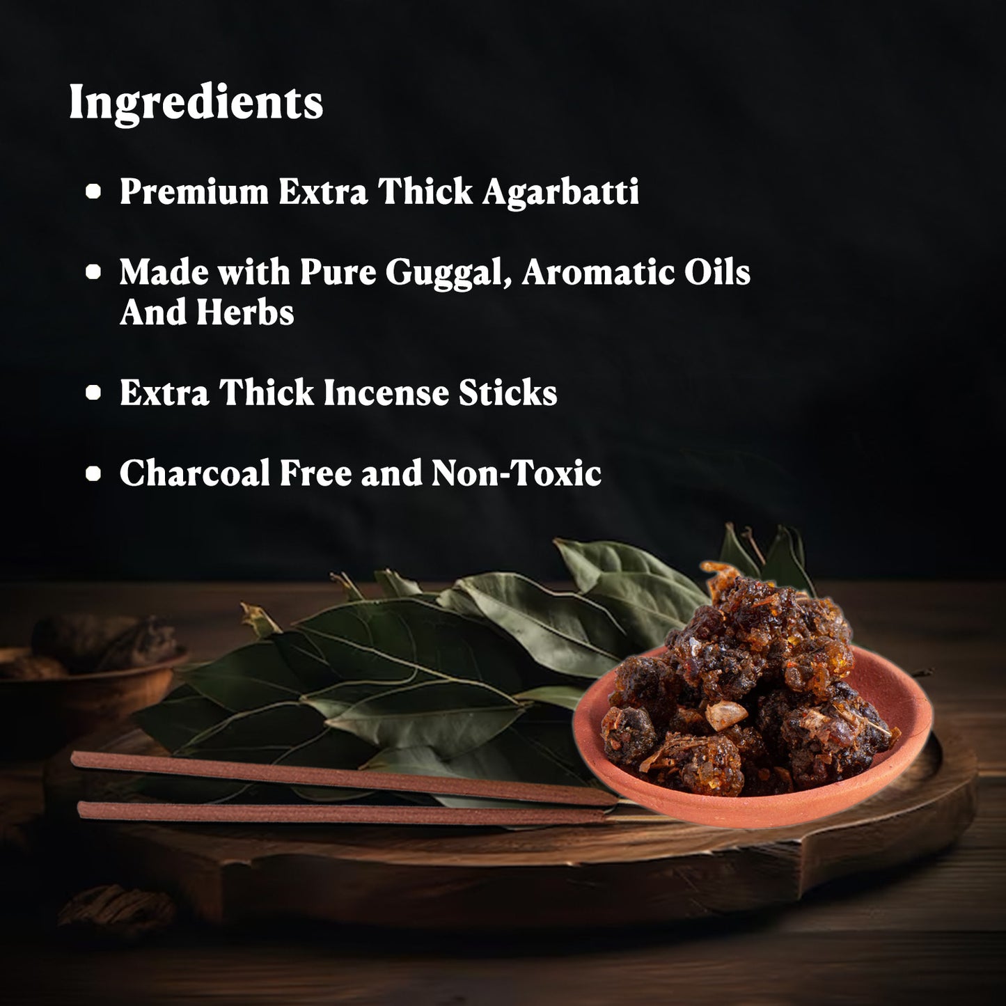 Pure GUGGAL - Natural Incense Sticks - Carbon Free Agarbatti for Pooja - 20 Sticks in Each Pack