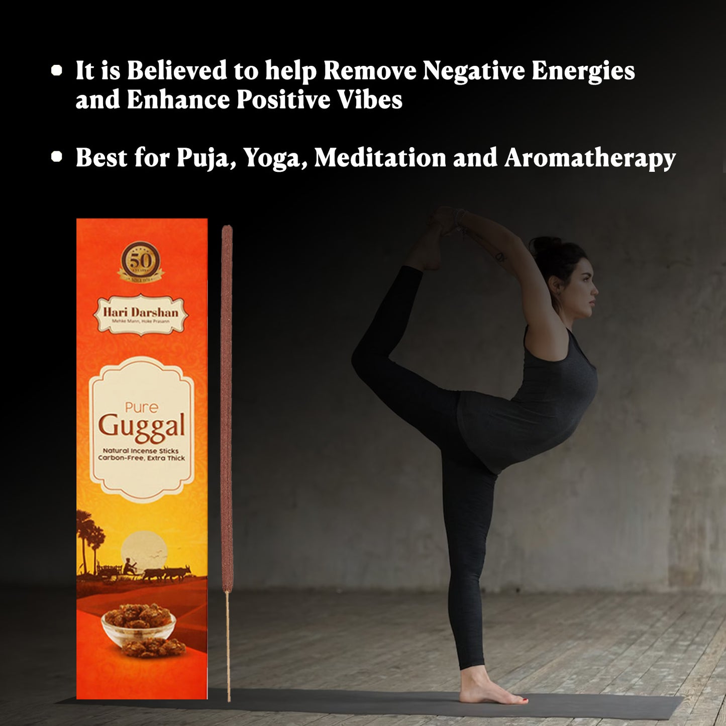 Pure GUGGAL - Natural Incense Sticks - Carbon Free Agarbatti for Pooja - 20 Sticks in Each Pack