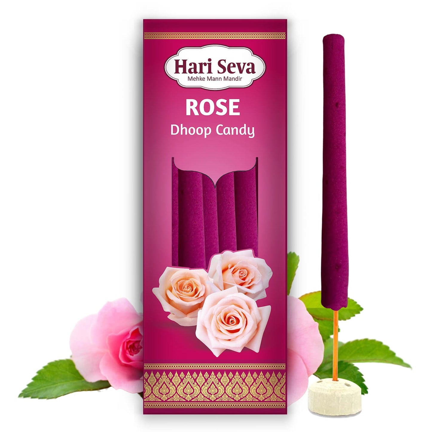 Hari Seva Candy Dhoop & Agarbatti Combo - Rose, Mogra, Loban & Chandan (Pack of 4)