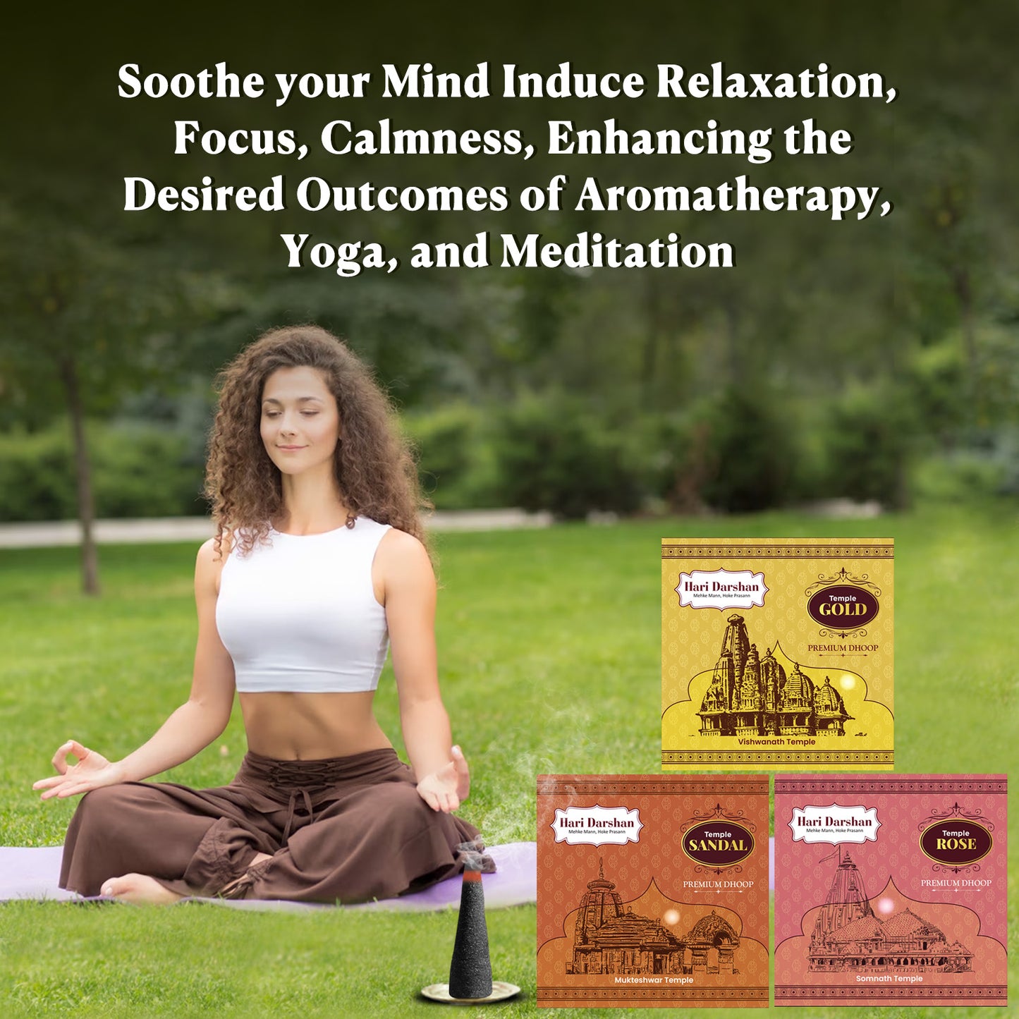 Temple Premium Dhoop Combo - Sandal, Gold, Rose - 100g Each - Approx 10 sticks - Pack of 3