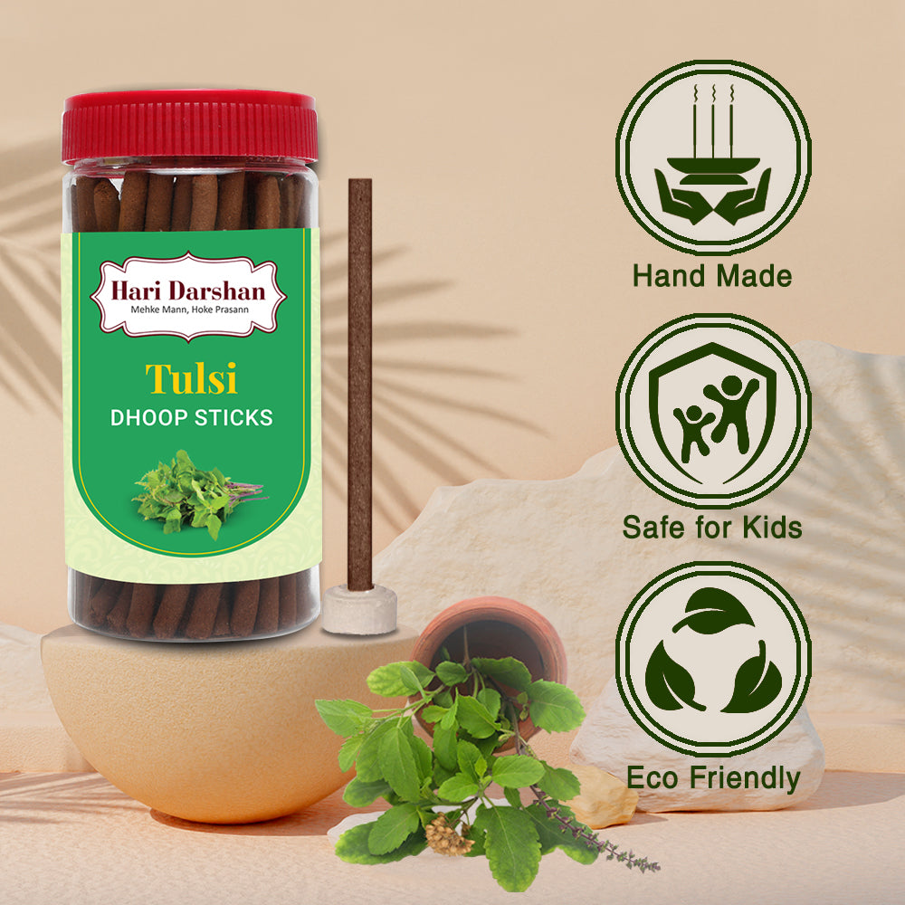 TULSI - Bamboo Less Dhoop Sticks - Premium Fragrance - 125g Jar