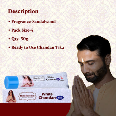 White Chandan Tika - 50g Tube - Made with Pure White Sandalwood Powder