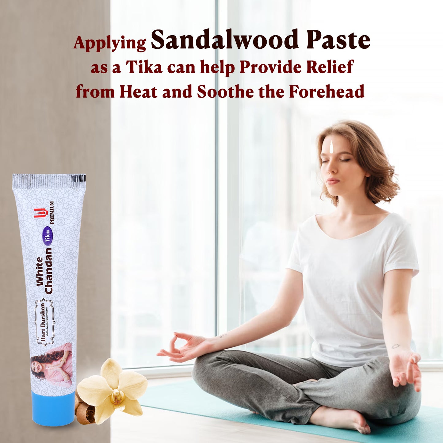 White Chandan Tika - 50g Tube - Made with Pure White Sandalwood Powder