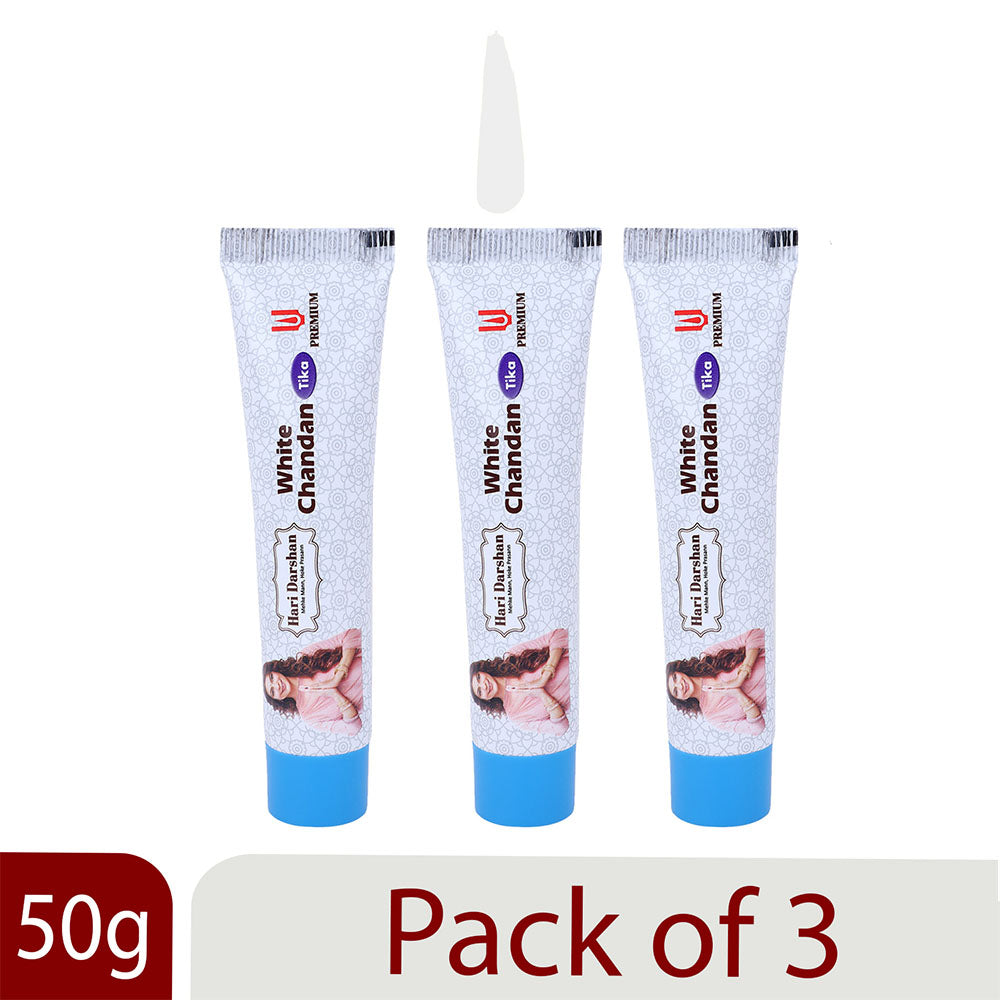 White Chandan Tika - 50g Tube - Made with Pure White Sandalwood Powder
