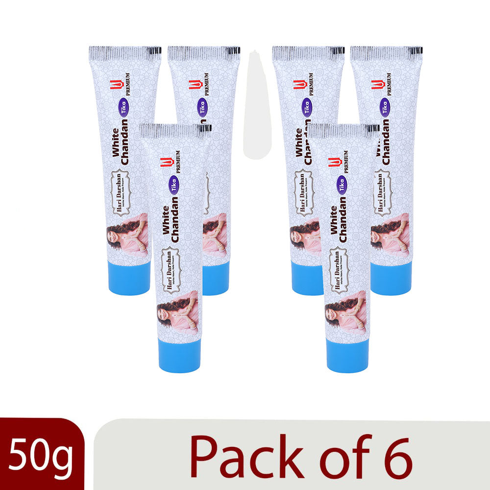 White Chandan Tika - 50g Tube - Made with Pure White Sandalwood Powder