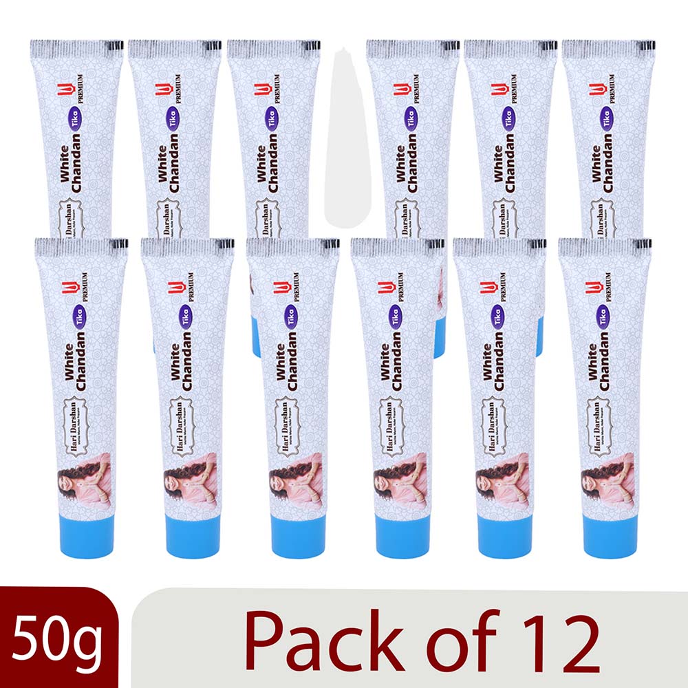 White Chandan Tika - 50g Tube - Made with Pure White Sandalwood Powder
