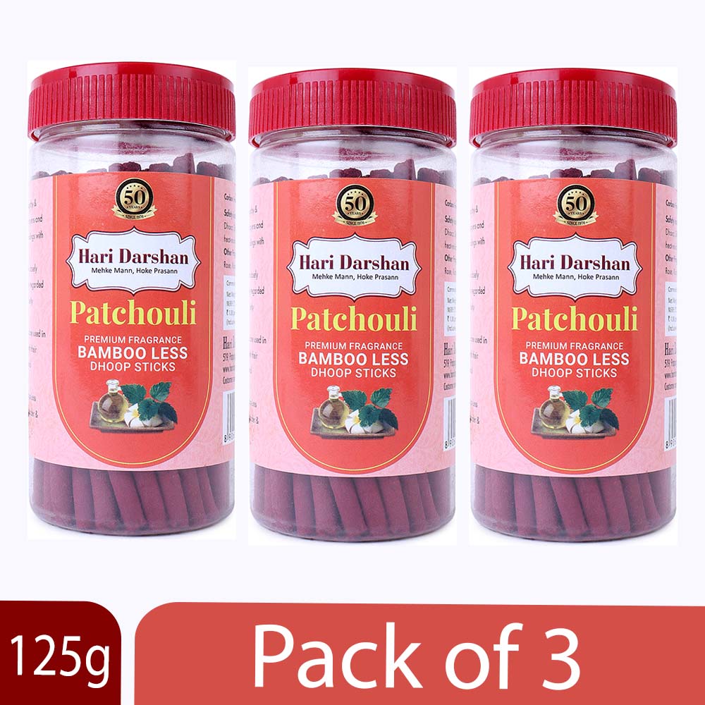 Patchouli Dry Dhoop Sticks 125g Jar Make home a temple