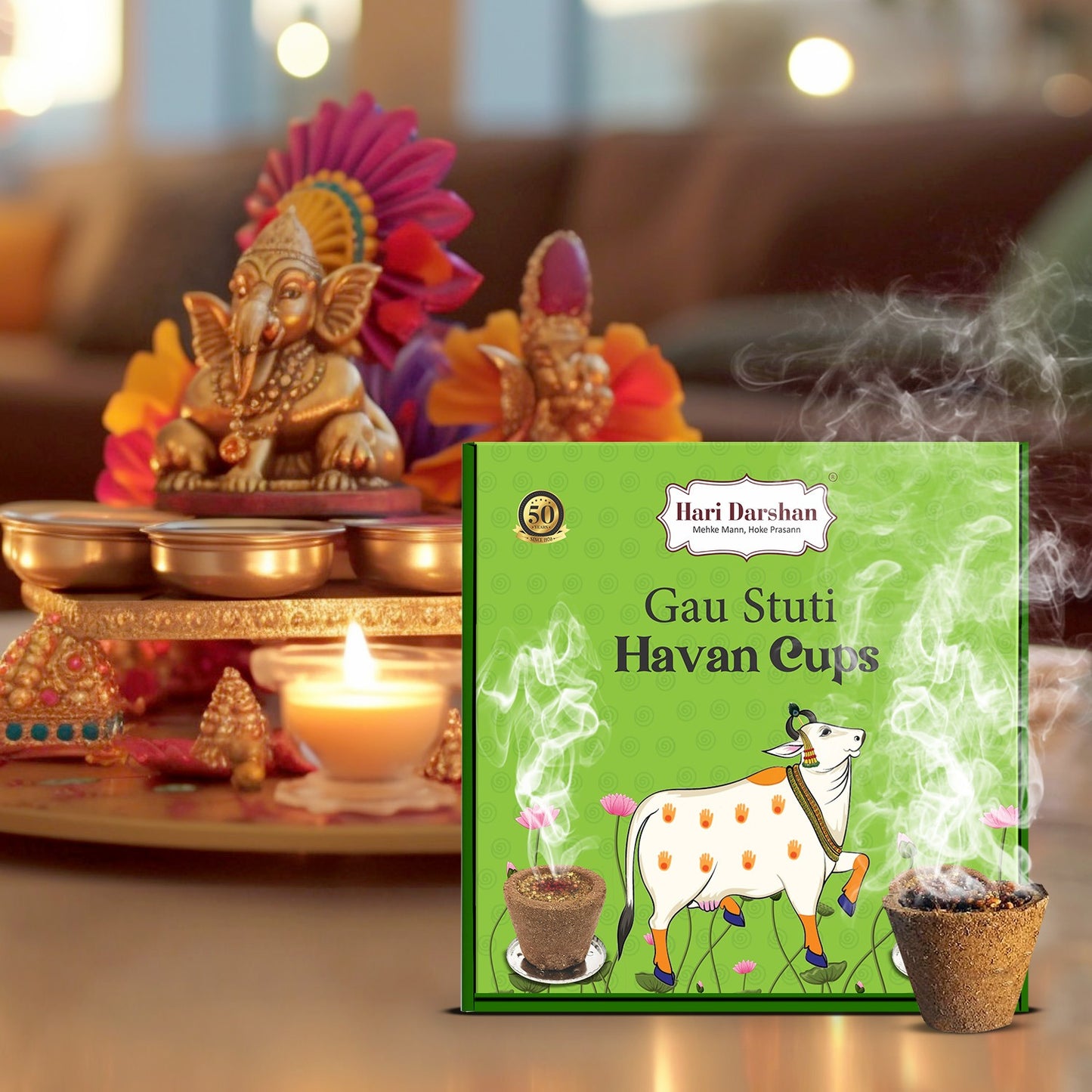 GAU STUTI - Sambrani Havan Cups for Pooja, Peace and Positivity - 12 Cups in Each Box