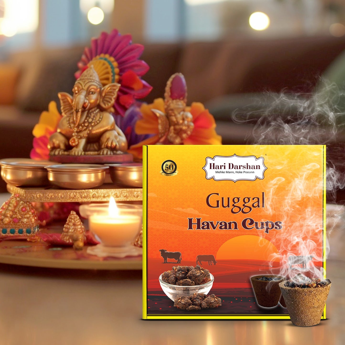 GUGGAL - Sambrani Havan Cups for Pooja, Peace and Positivity - 12 Cups in Each Box