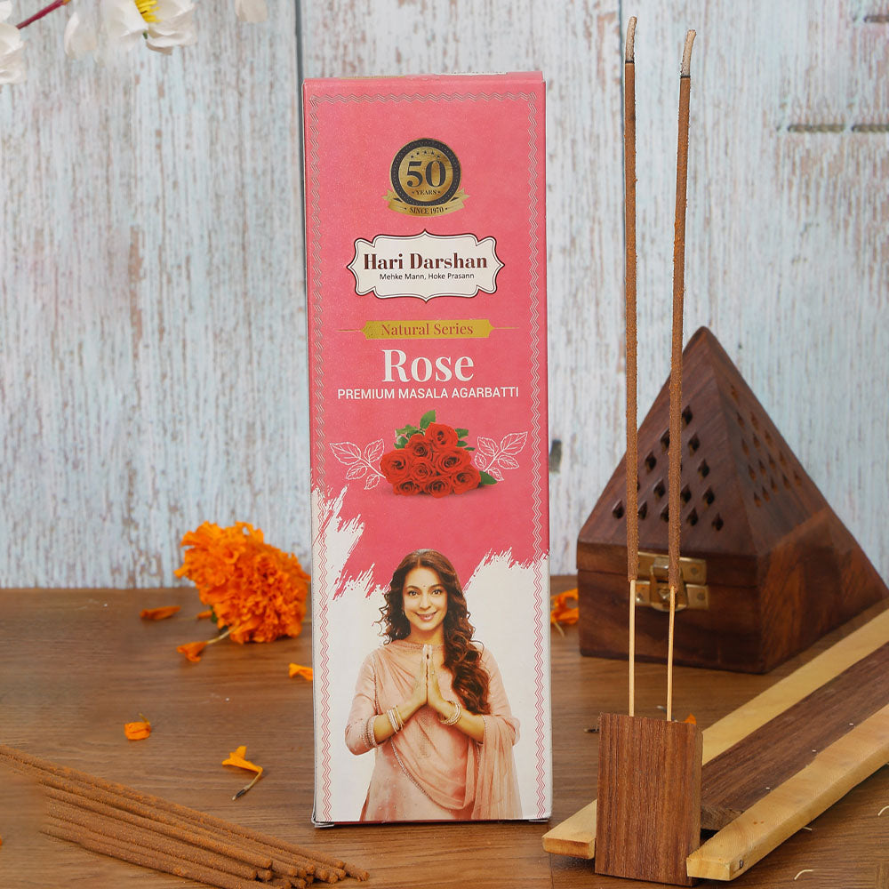 ROSE - Premium Masala Agarbatti - Hand Rolled Natural Series Incense sticks - 39 Sticks in Each Box