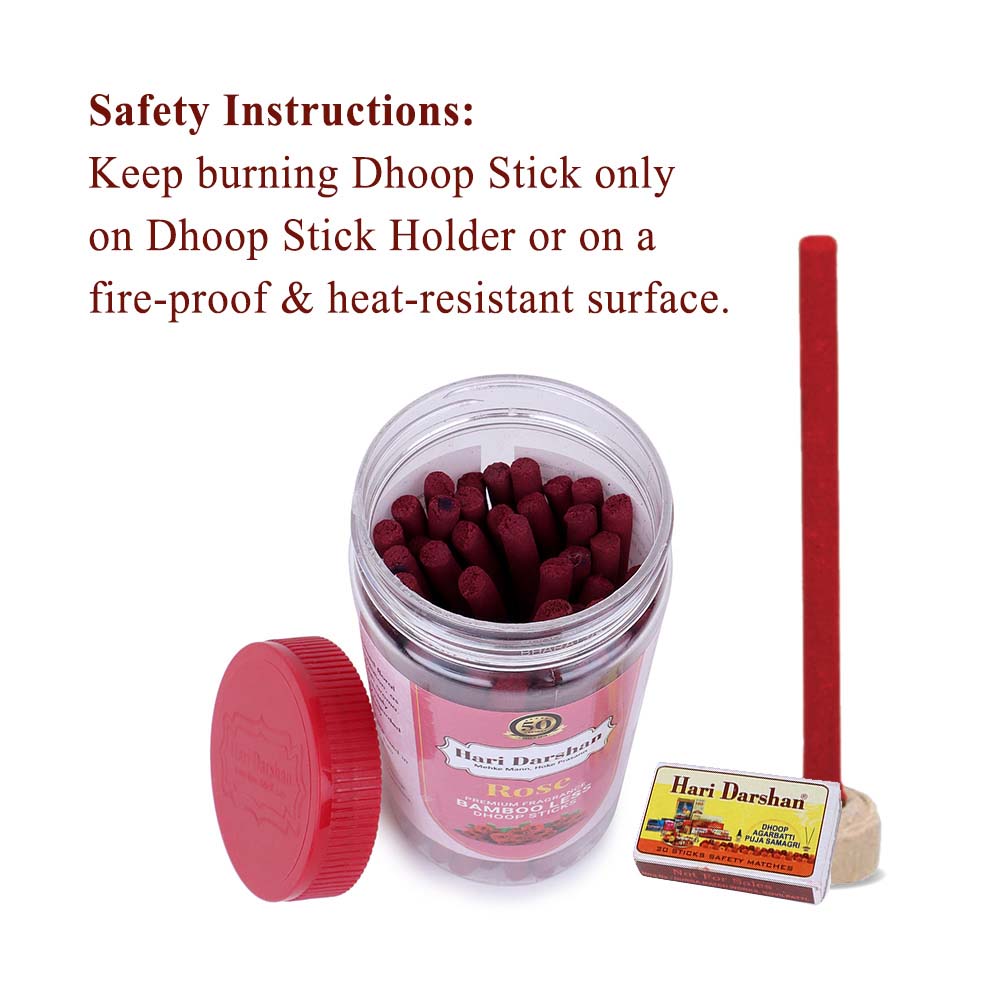 ROSE - Bamboo Less Dhoop Sticks - Premium Fragrance - 125g Jar
