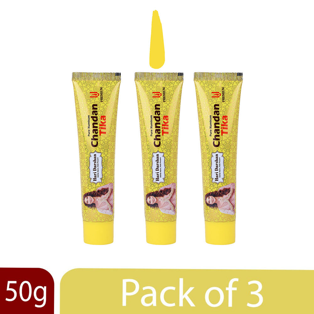 Pure Chandan Premium Tika - 50g Tube Packing - Made with Pure Sandalwood Powder, Saffron and other Natural herbs