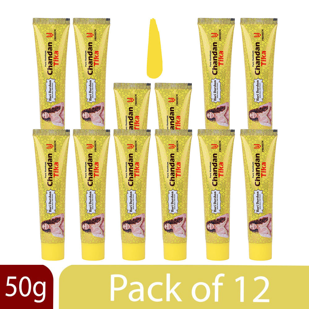 Pure Chandan Premium Tika - 50g Tube Packing - Made with Pure Sandalwood Powder, Saffron and other Natural herbs
