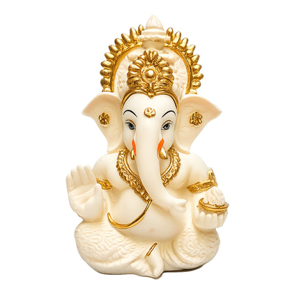 Mini Ganesh Statue | Lord Ganesha Murti for Home, Mandir & Pooja - White