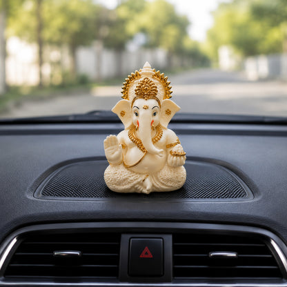 Mini Ganesh Statue | Lord Ganesha Murti for Home, Mandir & Pooja - White