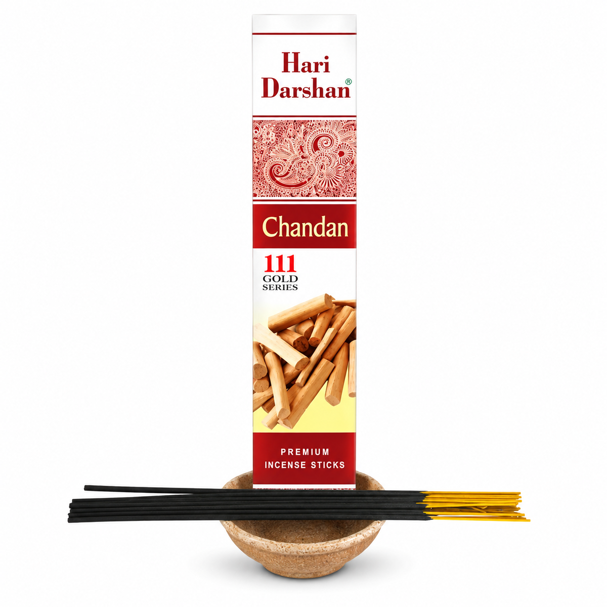 CHANDAN - 111 Gold Series - Premium Incense Sticks - 10 Sticks in Each Pack