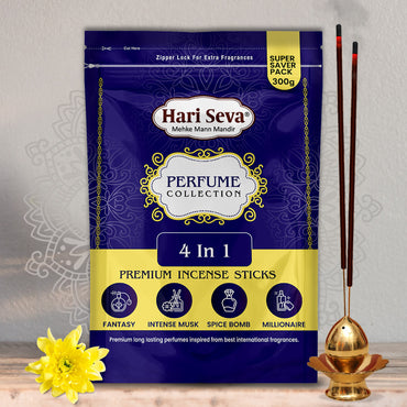 4 in 1 Fragrances: Fantasy, Intense Musk, Spice Bomb & Millionaire | Perfume Collection Incense Sticks