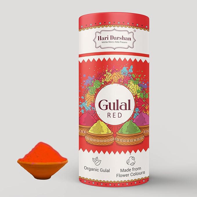 Organic Gulal Combo - Red, Green, Yellow, Pink - Pack of 4 - 100g Each
