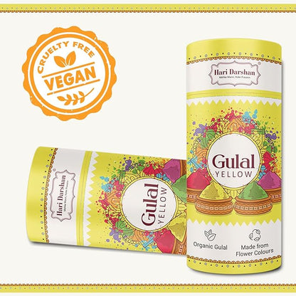 Organic Gulal Combo - Green, Yellow, Pink - Pack of 3 - 100g Each