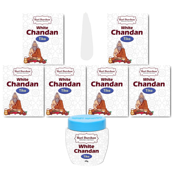 Safed Chandan Tika - Made with Pure white Sandalwood Powder, Saffron  and other Natural herbs - 40g Pack of 6