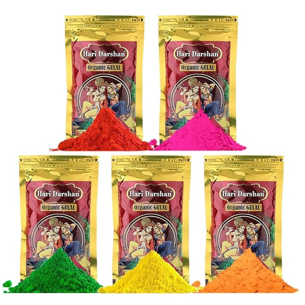 Organic Gulal - Five Pack of Assorted Colors