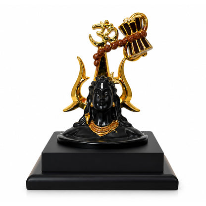 Adiyogi Shiva Statue with Golden Trishul, Damru & Om Symbol