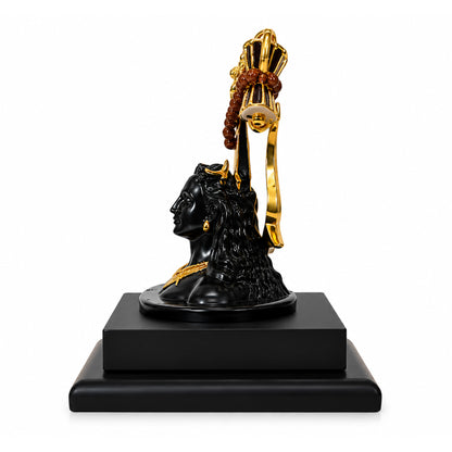 Adiyogi Shiva Statue with Golden Trishul, Damru & Om Symbol