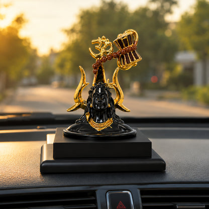 Adiyogi Shiva Statue with Golden Trishul, Damru & Om Symbol