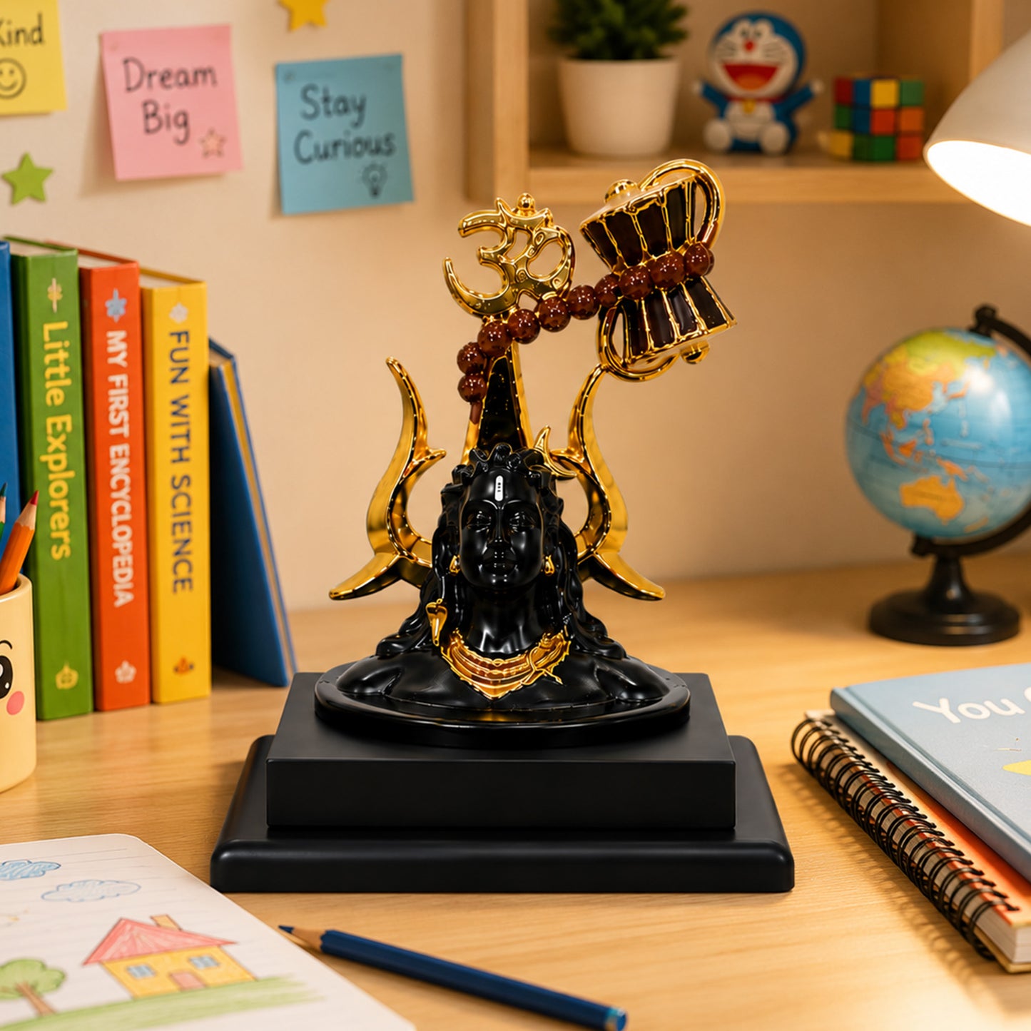 Adiyogi Shiva Statue with Golden Trishul, Damru & Om Symbol